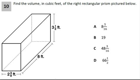 find  volume  cubic feet    rectangular prism pictured