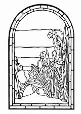 Stained Coloring Glass Pages Adult Adults Tiffany Cards sketch template