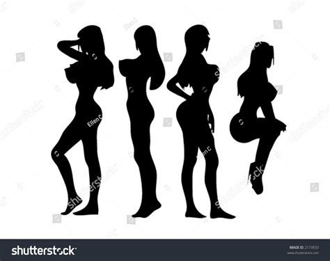 Erotic Vector Silhouettes Busty Women Stock Vector Royalty Free