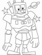 Robot Coloring Pages Toddlers Kids Simple sketch template