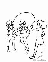 Skipping Girls Rope School Jumping Coloring Pages Yard Drawing Jump Color Online sketch template