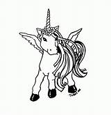 Coloring Unicorn Pages Rainbow Only sketch template