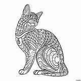 Coloring Adult Cat Printable Tribal Orientaltrading sketch template