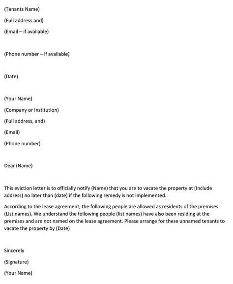 eviction letter template   write   examples
