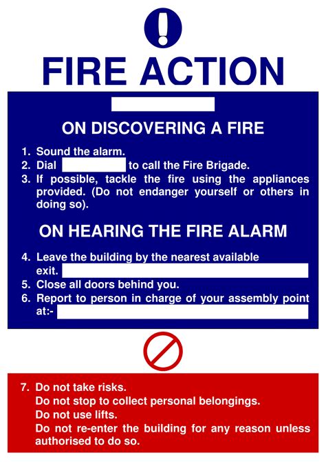 printable  printable fire action notice printable template