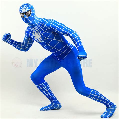 full body blue spider man lycra spandex bodysuit cosplay zentai suit