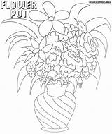 Pot Coloring Flower Pages sketch template