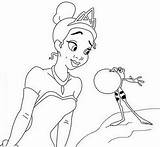Princess Coloring Pages Disney Kiss Frogs Tiana Frog Kids Kissing Print sketch template