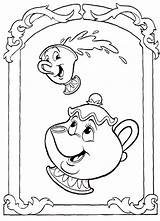 Beast Coloring Chip Beauty Disney Mrs Potts Pages Characters sketch template