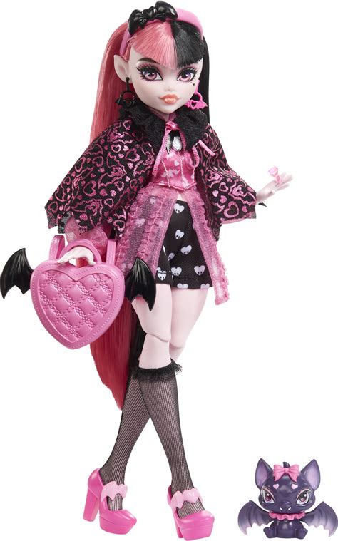 monster high doll draculaura  pet bat pink  black hair