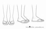 Anime Drawing Sandals Draw Shoes Step Feet Animeoutline sketch template