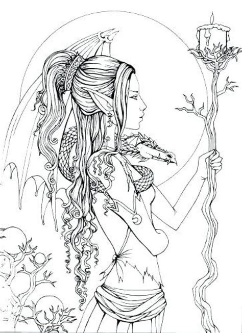 gothic fairy coloring page coloring home