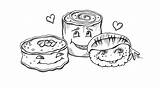 Sushi Coloring Pages Kawaii Cute Drawing Food Wonderstrange Print Template Getdrawings Click Then Arts sketch template
