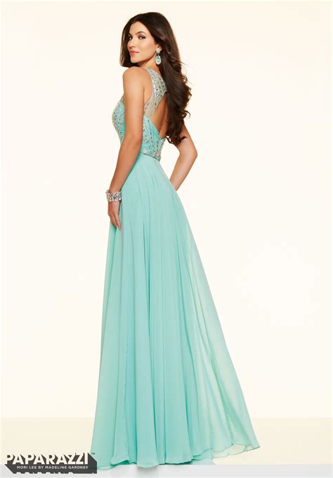 beaded chiffon mori lee prom dress morilee