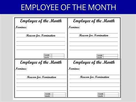 recognition card employee   month nomination editable etsy
