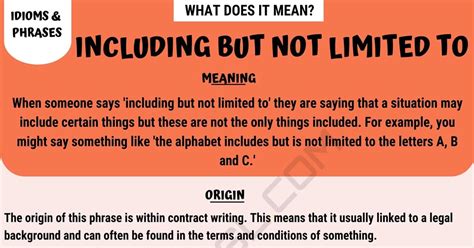including   limited  meaning  interesting examples esl