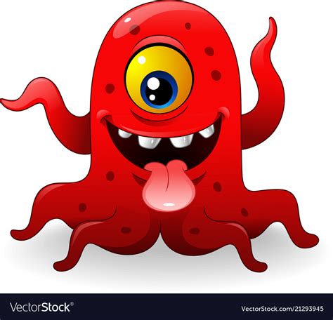cartoon funny red monster royalty  vector image