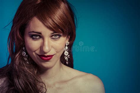 Beautiful Woman With Elegant Long Red Shiny Hair Stock Image Image Of