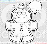 Mascot Zombie Dreaming Gingerbread Outlined Coloring Clipart Cartoon Vector Cory Thoman sketch template