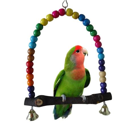 cute pet toy parrots bird stand bar swivel ladder bite chew toy swing elevated station bird