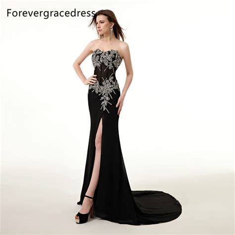 forevergracedress actual photos blacks long evening dress sexy side