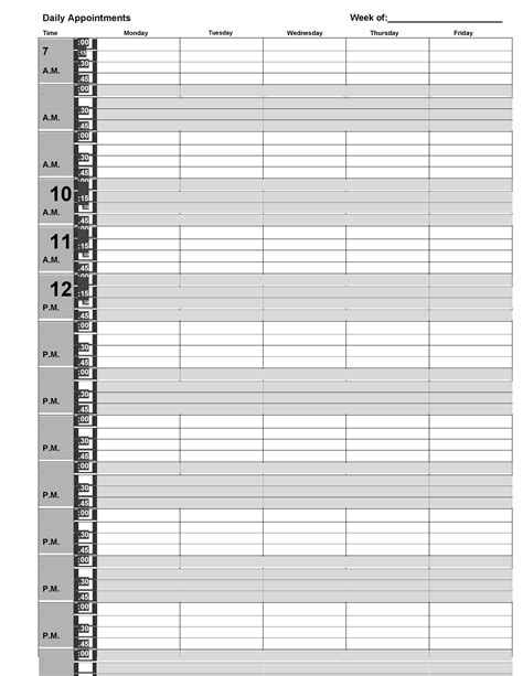 printable appointment scheduling template printable templates