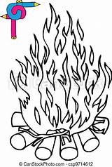 Campfire Coloring Vector Illustration Eps Clipart Drawing sketch template