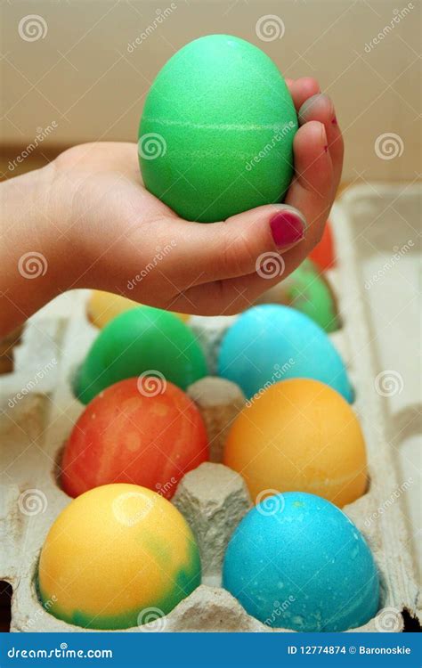 child holding  easter egg stock photo image  color colorful