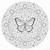 Mandala Butterfly Coloring Stock Depositphotos sketch template