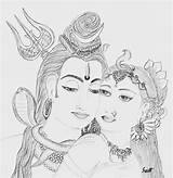 Parvati Shiv Pencil Lord Sketches Sketch Coloring Template Shiva Ganesh Pages Shuchi sketch template