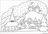 Coloring Winter Pages Scene Snowy Printable Scenes Color Clipart Online Snow Christmas House Print Applique Nature Rocks Patterns Coloringpagesonly Seasons sketch template