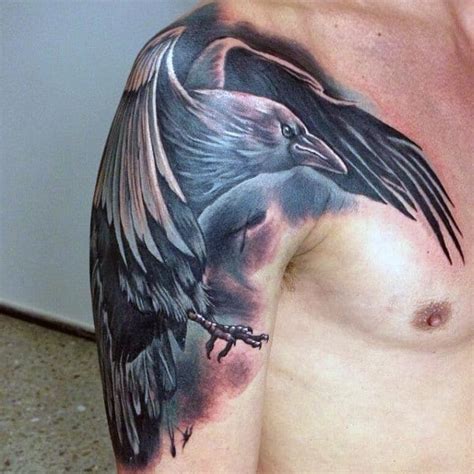 100 crow tattoo designs for men black bird ink ideas