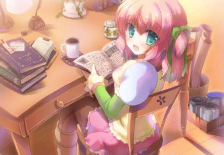anime girl studying wallpaper