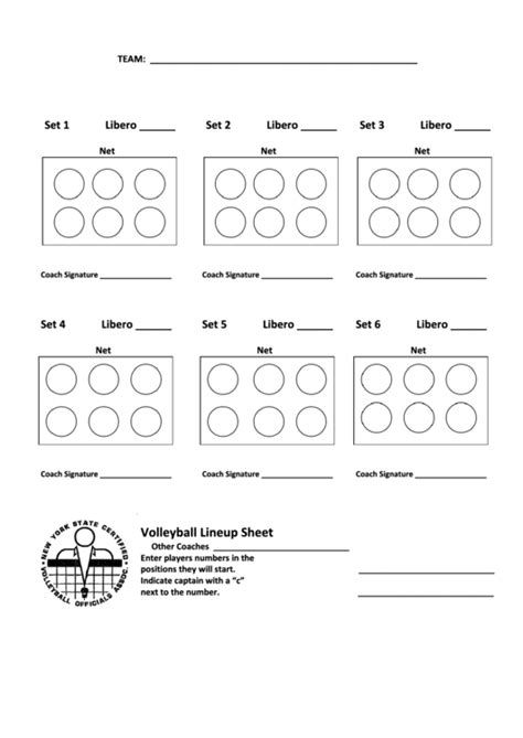 printable  volleyball lineup sheet printable templates