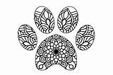 Mandala Paw Print Svg Dog Cat  Creativefabrica Cut Creative Eps Dxf Sunflower Henna Paws Doodle sketch template