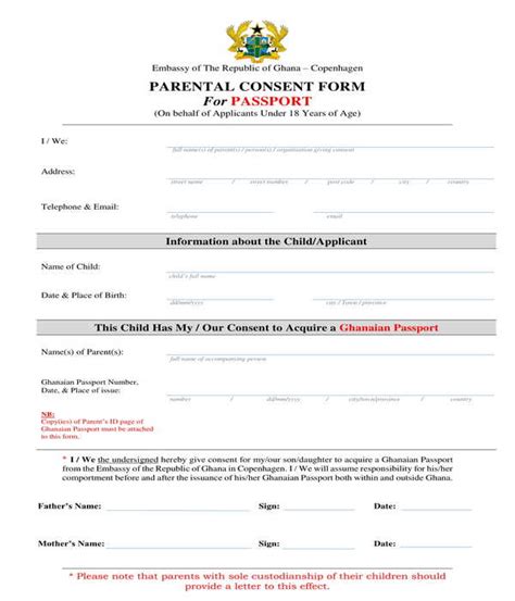 minor sample parental consent letter  passport  template