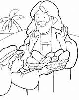 Panes Peces Cristianas Milagro Alimentacion sketch template