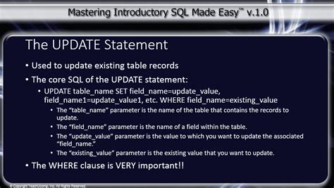 update statement  sql tutorial teachucomp