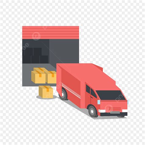 ilustrasi bongkar muat truk logistik barang truk png  vektor  background transparan