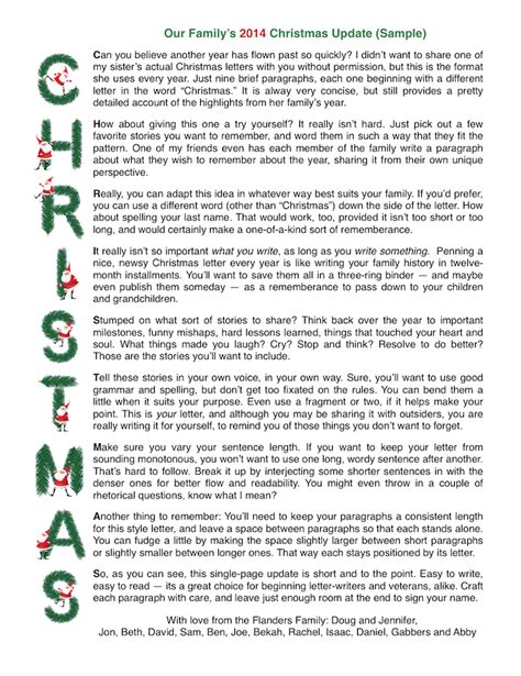 christmas letters patterns samples  templates flanders family