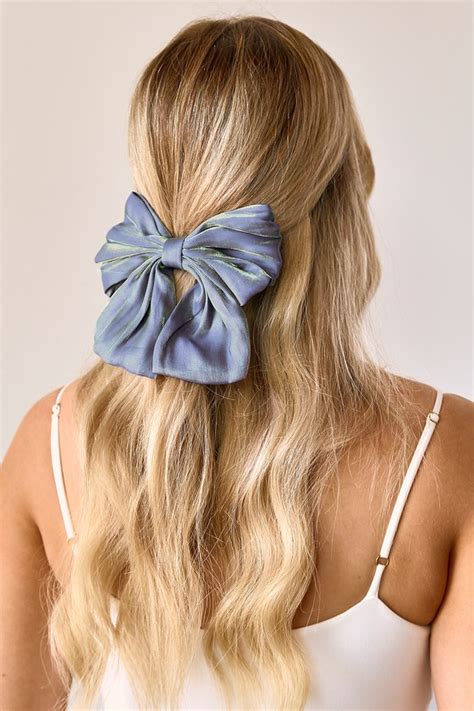 cute blue bow hair clip oversized bow hair clip bow barrette lulus