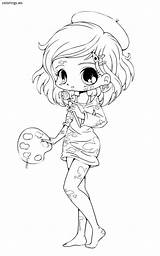 Coloring Chibi Pages Girl Cute Girls Ws Colorings sketch template