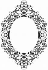 Mirror Coloring Template Frame Clipart Tattoo Frames Oval Borders Digital Pages Stencil Spiegel Outline Templates Colouring Stamps Tattoos April Vintage sketch template