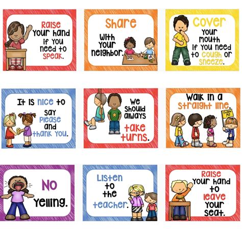 pcsset classroom rules kindergarten wall decoration english poster  plastic seal big cards