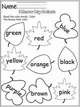 Colors Color Worksheets Worksheet Coloring Preschool Leaves Learning Activities Kindergarten Pre Fall Pages Words Know Madebyteachers Year Read Kids Word sketch template
