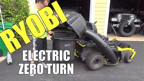 ryobi electric  turn mower bagger accessory youtube