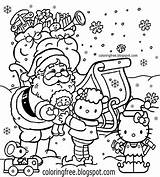 Coloring Christmas Pages Girls Printable Kids Kitty Hello Color sketch template