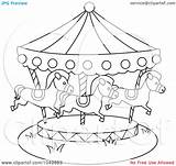Carousel Coloring Outline Carnival Pages Rides Royalty Clip Illustration Clipart Bnp Studio Rf Print Coloringtop sketch template