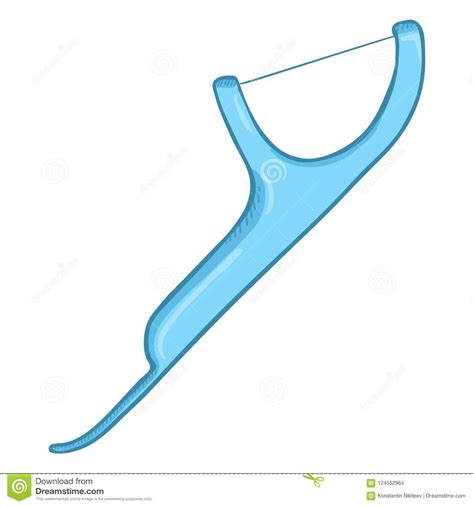 vector single cartoon color illustration dental floss device stock