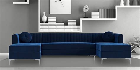 buy consequential  shape sectional sofa  navy blue colour  dreamzz furniture